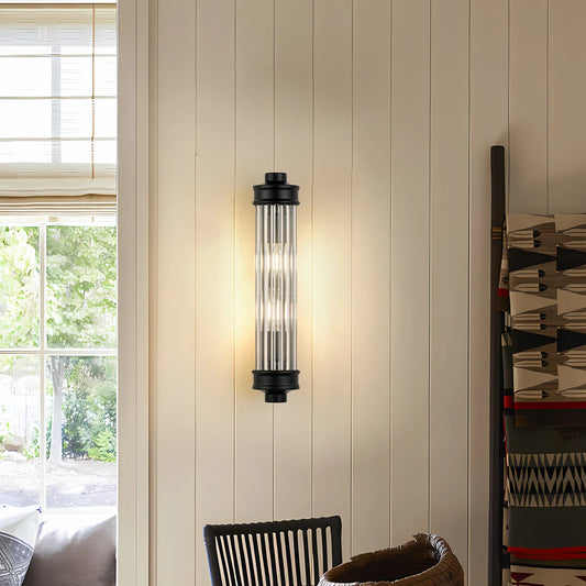 Paloma Modern Ribbed Glass Cylindrical Wall Sconce