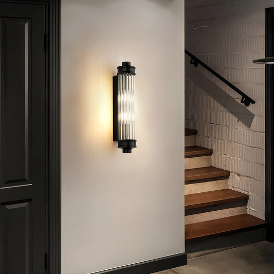 Paloma Modern Ribbed Glass Cylindrical Wall Sconce
