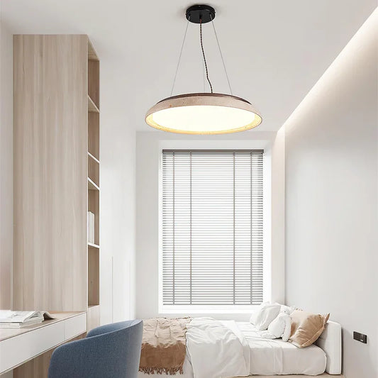 Pheme Wabi-Sabi Round Travertine Pendant Light