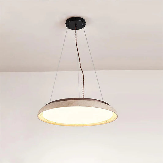 Pheme Wabi-Sabi Round Travertine Pendant Light