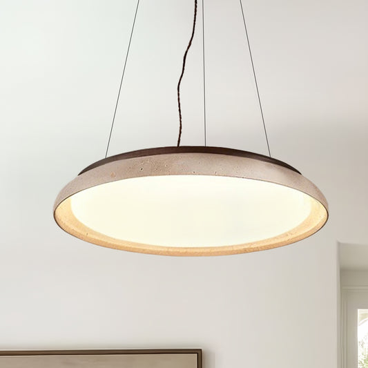 Pheme Wabi-Sabi Round Travertine Pendant Light