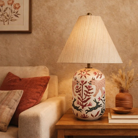 Plabo Retro Ceramic Linen Tapered Table Lamp