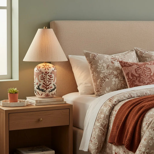 Plabo Retro Ceramic Linen Tapered Table Lamp