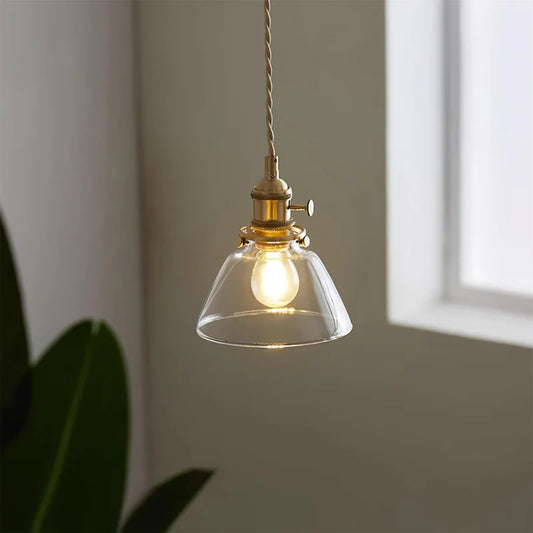 Porphyrion Mini Retro Brass Clear Glass Pendant Light