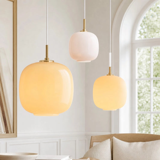 Pyroeis Mid-Century Modern Brass Globe Glass Pendant Light