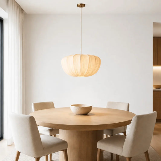 Rhysand Modern Minimalist Cream Linen Pendant Light