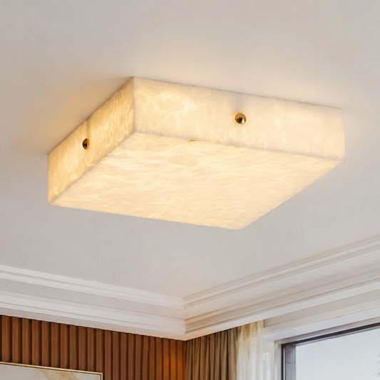 Riva Modern Alabaster Square Flush Mount Ceiling Light