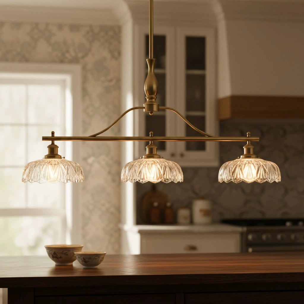 Rowan Vintage Textured Glass 3-Light Chandelier | LuciaLiving