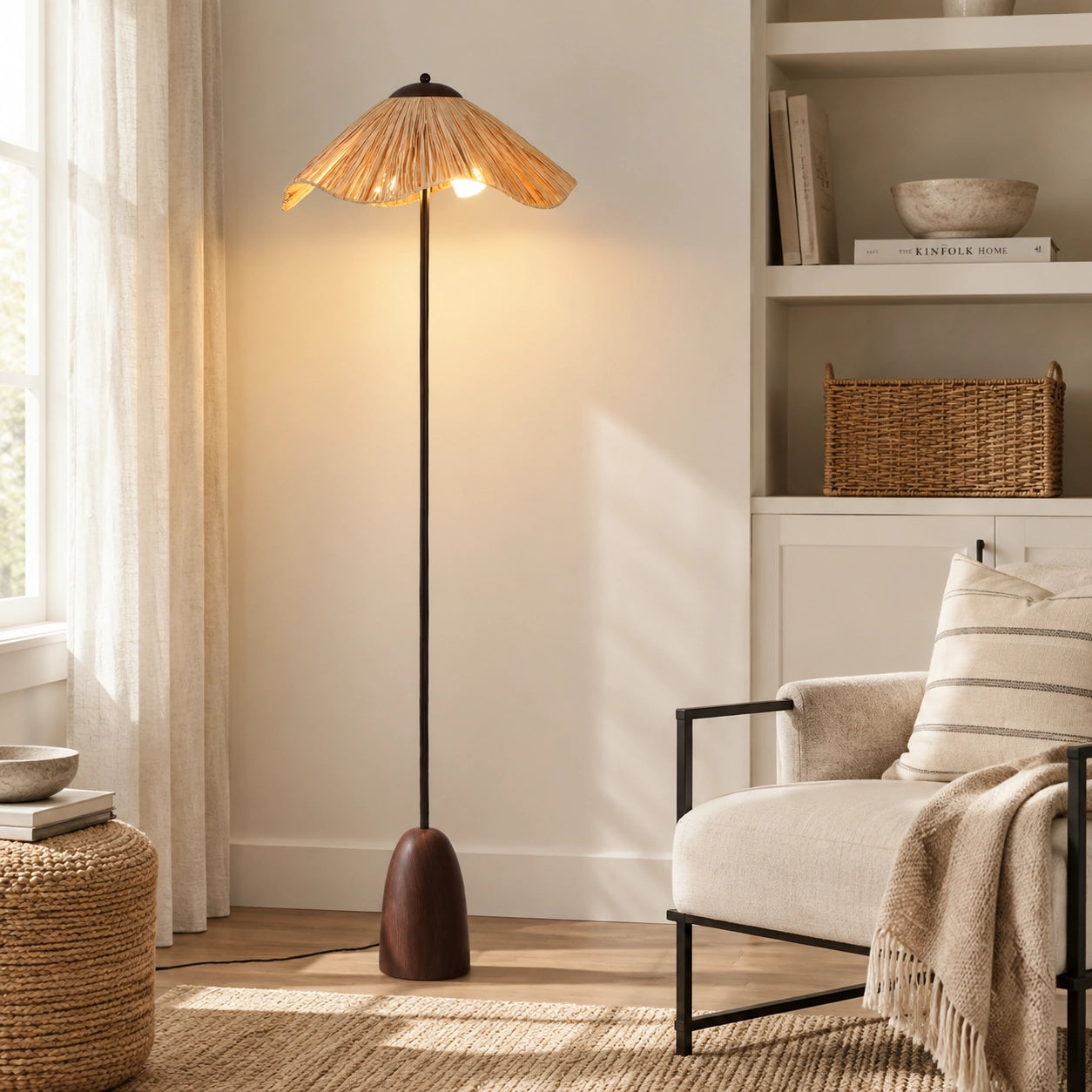 Rufus Conical Wood Raffia Floor Lamp | LuciaLiving – Lucia Living