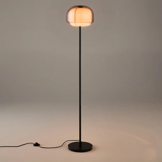 Sanae Modern Round Shade Colored Glass Floor Lamp