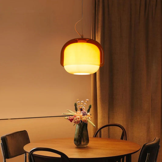 Sanae Nordic Round Double-Dome Colorful Glass Pendant Light