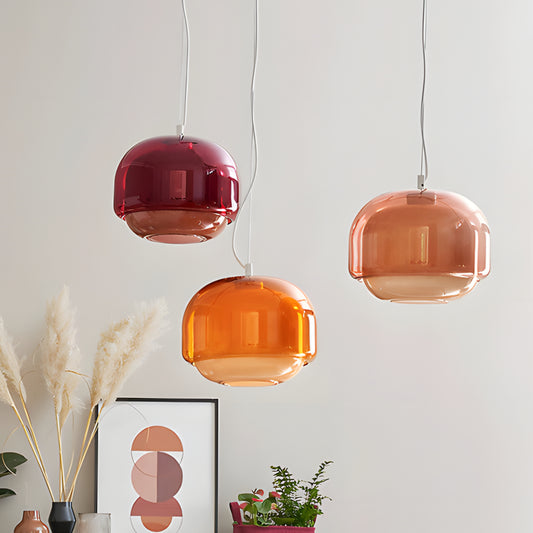 Sanae Nordic Round Double-Dome Colorful Glass Pendant Light