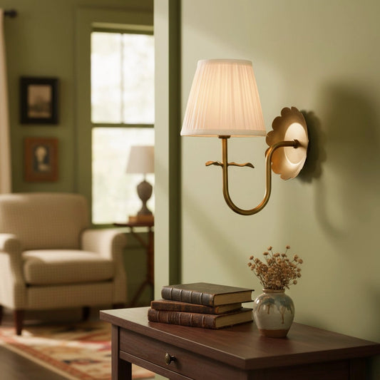 Sandra Vintage Pleated Cotton Shade Wall Sconce