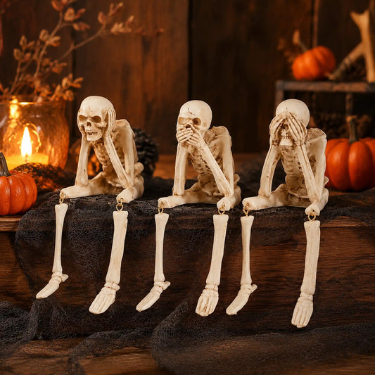 Silas Gothic Three Wise Skeleton Figurine Collection