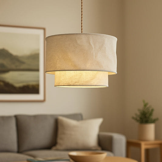 Sophia Natural Fabric Tiered Pendant Light