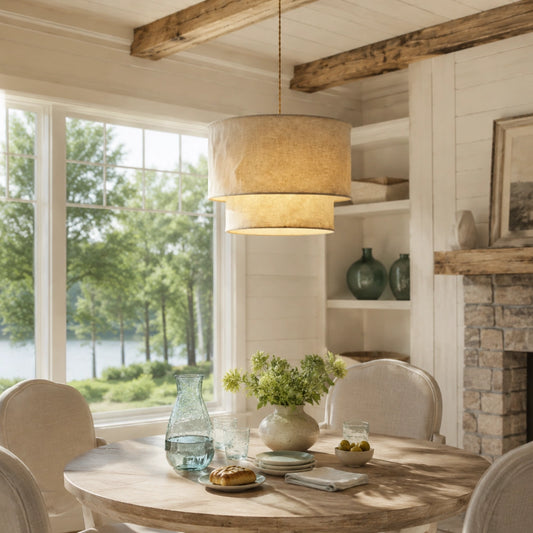 Sophia Natural Fabric Tiered Pendant Light