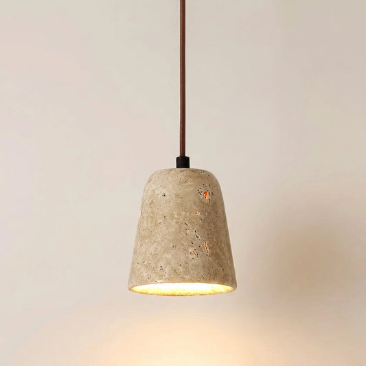 Tarell Modern Travertine Natural Cone Pendant Light