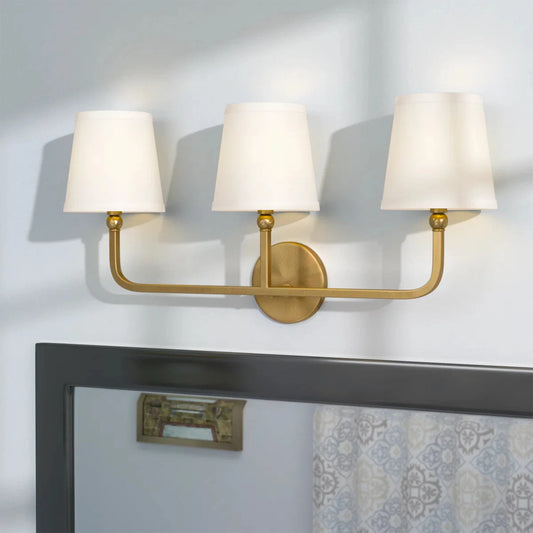 Tethys Modern Flared White Fabric Vanity Light