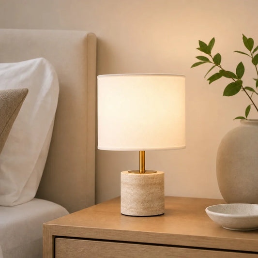 Theo Modern Minimalist Travertine Table Light