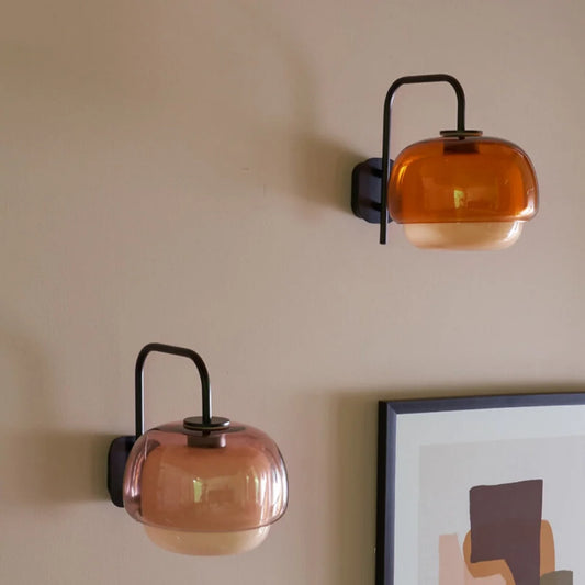 Sanae Modern Round Shade Colored Glass Wall Sconce