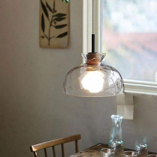 Vale Farmhouse Hammered Glass Dome Pendant Light
