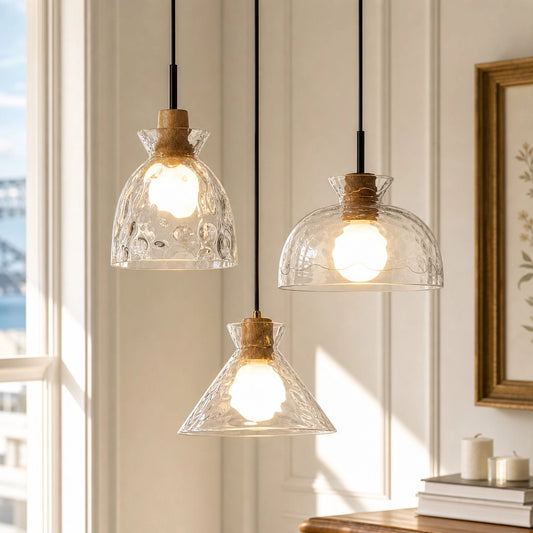 Vale Farmhouse Hammered Glass Dome Pendant Light