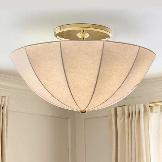 Vela Classic Traditional Round Pleated Shade Flush Mount Light