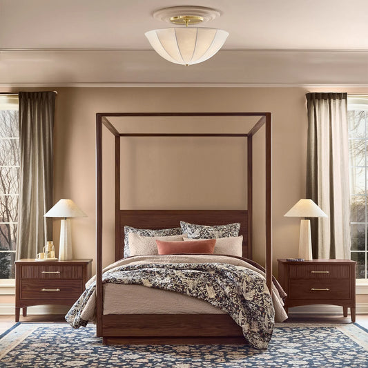 Vela Classic Traditional Round Pleated Shade Flush Mount Light