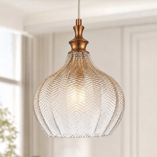 Velmira Modern Art Deco Textured Glass Pendant Light
