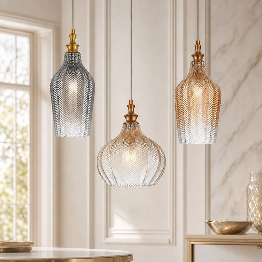 Velmira Modern Art Deco Textured Glass Pendant Light