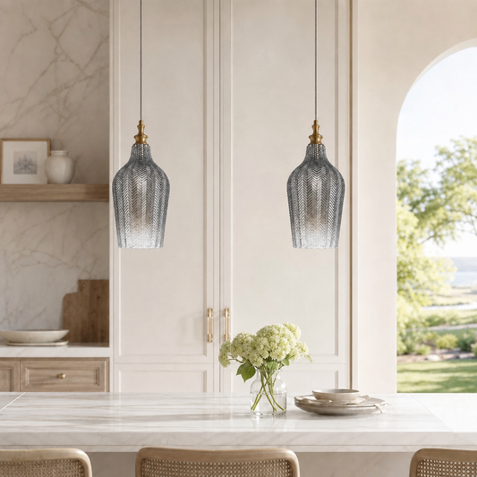 Velmira Modern Art Deco Textured Glass Pendant Light