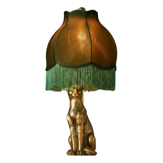 Verde Vintage Velvet Shade Leopard Table Light