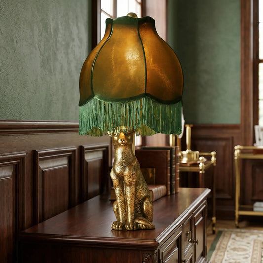 Verde Vintage Velvet Shade Leopard Table Light