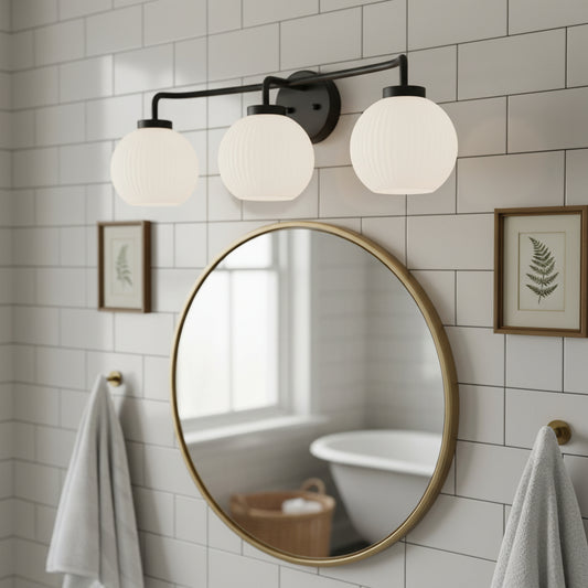 Vero Minimalist 3-Light Milk Glass Wall Sconce