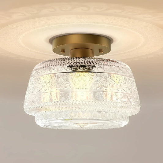 Veyra Vintage gravierte Glas-Deckenleuchte