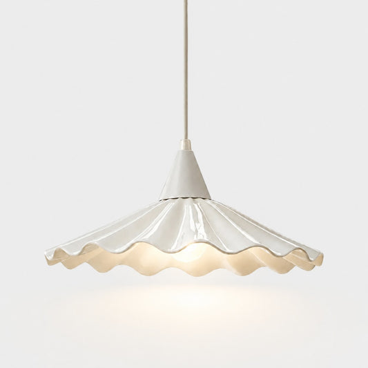 Viento Modern Flower Ruffled Ceramic Pendant Light