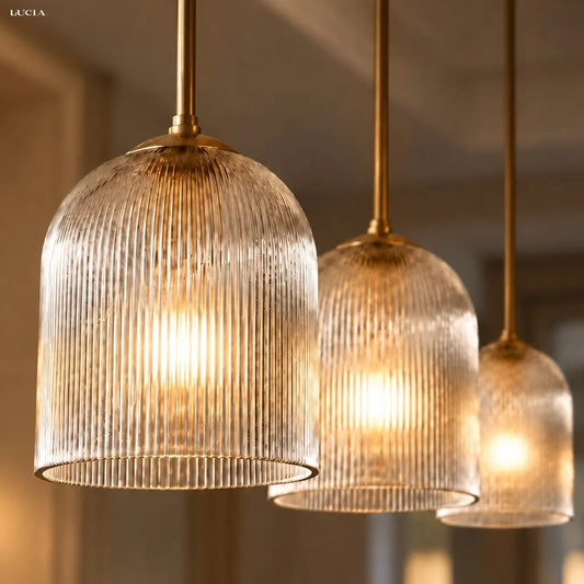 Vireo Boerderij Cooper Geribbelde Glazen Hanglamp