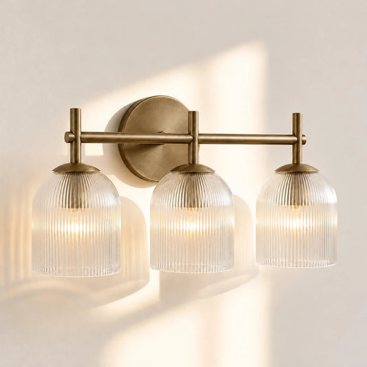 Vireo Farmhouse Copper Ribbed Glass Wall Sconce