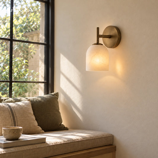 Vireo Farmhouse Cooper Wandleuchte aus geripptem Glas