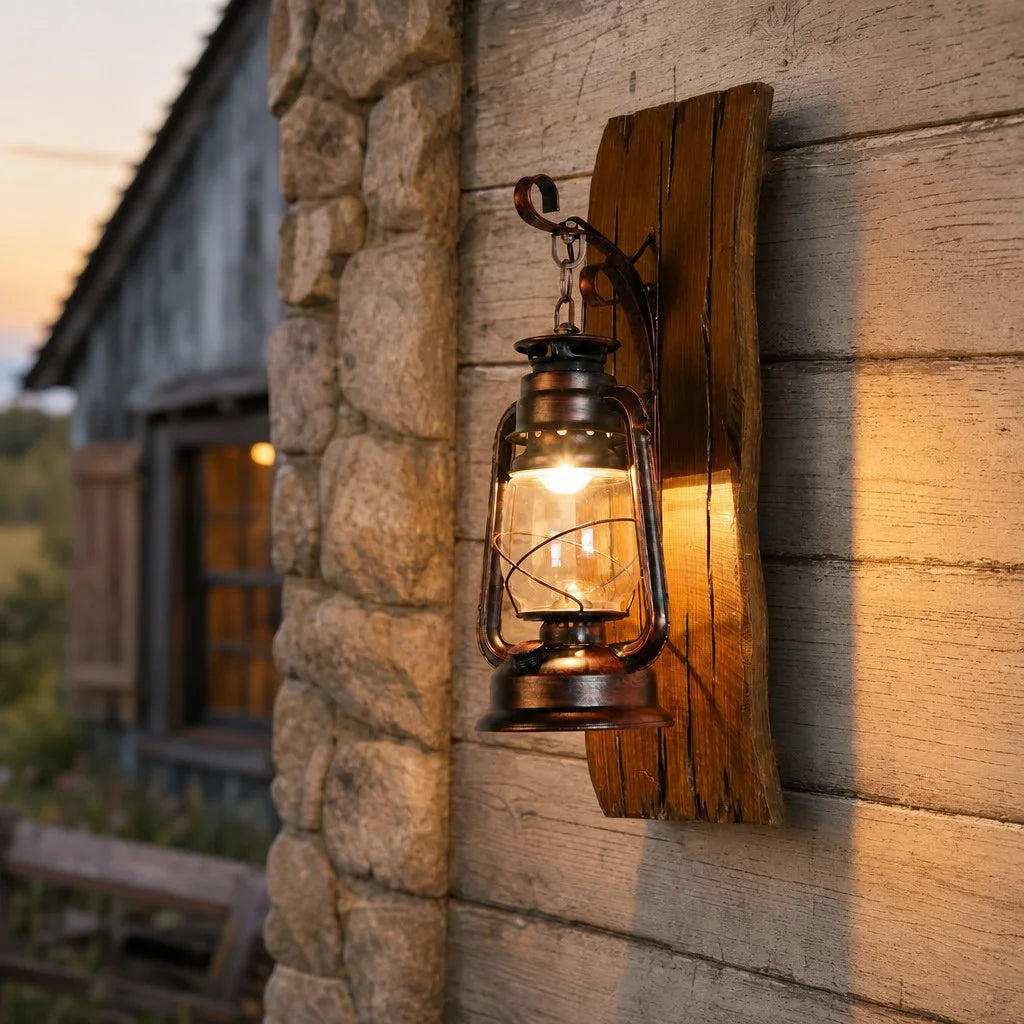 Vivian Vintage Kerosene Lamp Solid Wood Wall Sconce | LuciaLiving