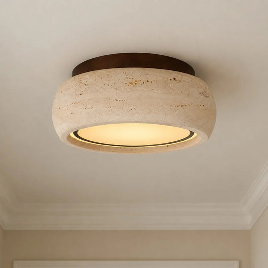 Myrtleia Wabi Sabi Cylindrical Travertine Ceiling Light