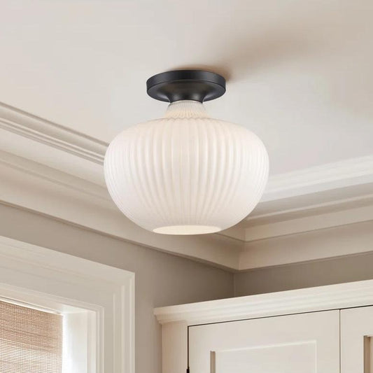 Wesley Modern Organic Milk Glass Ceiling Light