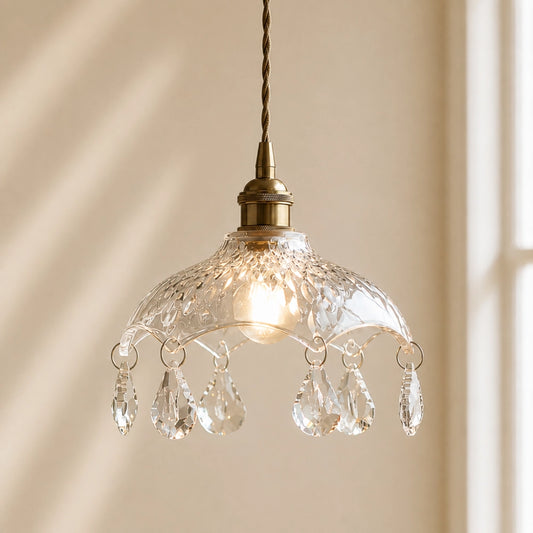 Winifred Vintage Crystal Bowl Shade Pendant Light