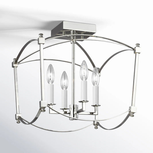 Wren Retro 4-Light Metal Frame Semi Flush Mount