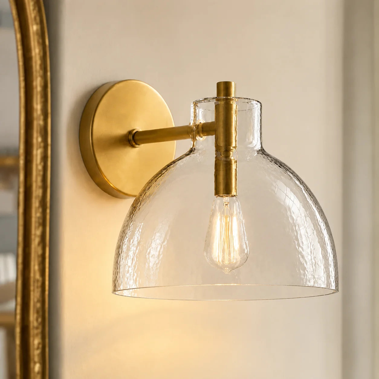Xeno Antique Brass Recycled Glass Wall Sconce | Lucia Living