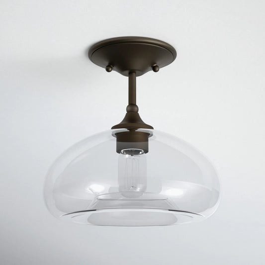 Zinnia Farmhouse Dome Glass Semi-flush Mount Light