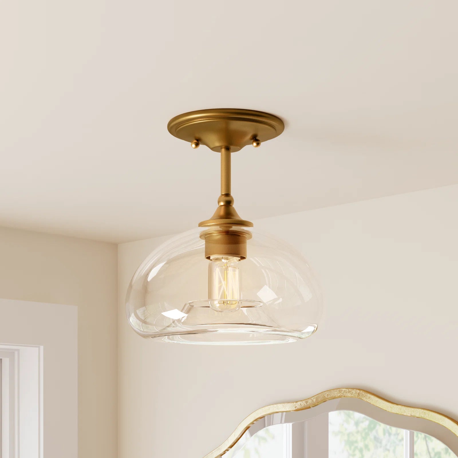 Zinnia Farmhouse Clear Glass Semi-flush Mount Ceiling Light