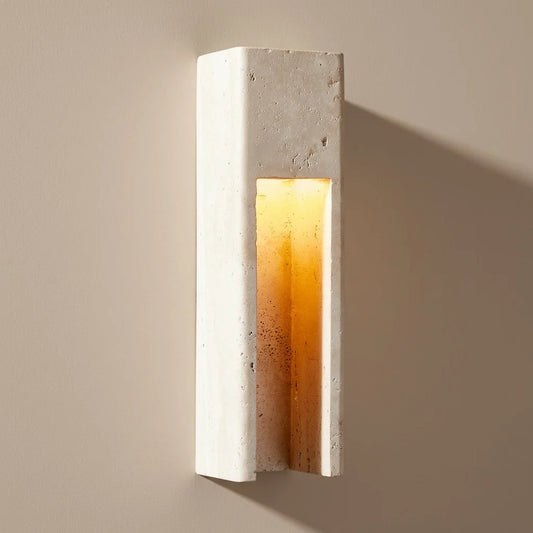 Zoey Minimalist Indoor-Outdoor Travertine Wall Sconce