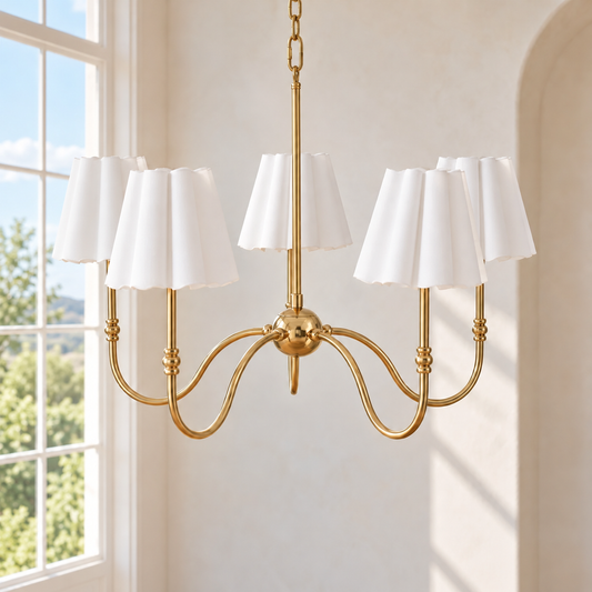 Argiz French Brass Pleated Fabric Chandelier