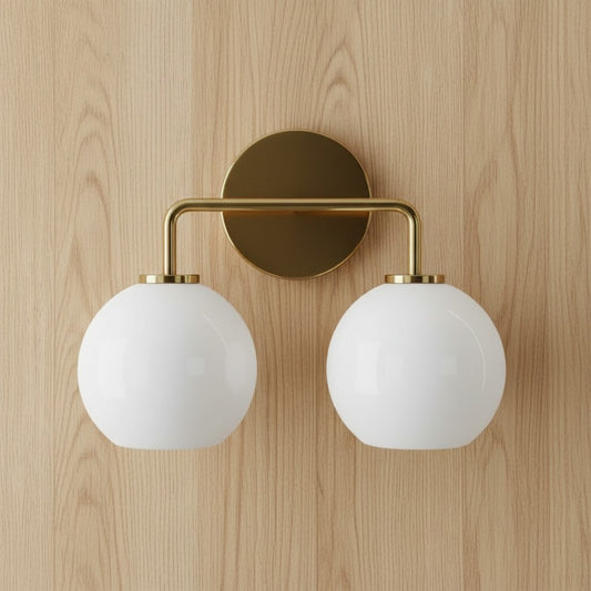 Declan Modern Globe Sculptural Milk Glass Vanity Light